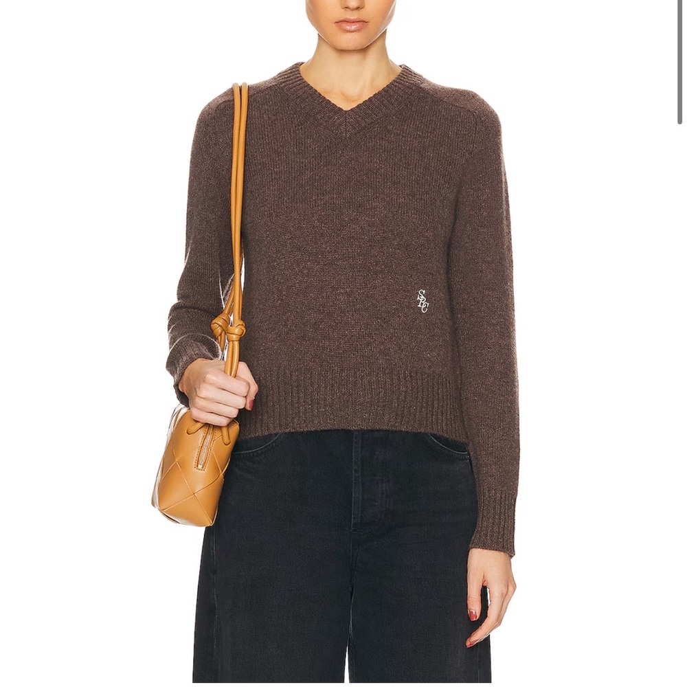 Sporty and rich cashmere Brown V-Neck Sweater